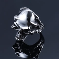 Gothic punk skull ring in vintage silver finish with high polished reflection - US 7 / Steel