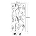 Sketch style flower tattoo sticker BK-105 with black floral patterns 96x190mm size - BK-105 / 96*190mm