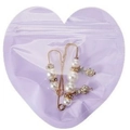 Lavender heart-shaped PVC self-sealing jewelry bag for gift packaging and accessories - Purple