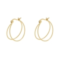 Minimalist double layer gold hoop earrings in S925 sterling silver for women - 925 Silver / 18k Gold (ES514-18k Gold)