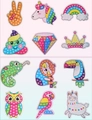 DIY diamond art stickers for kids featuring 12 colorful unicorn and animal patterns - Laser PVC Series 1/12 Styles