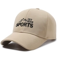 Beige baseball cap with black outdoor sports mountain embroidery and textured canvas fabric - Adjustable / Sport Embroidery Khaki