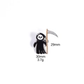 Cartoon Grim Reaper enamel pin with scythe, 30mm x 29mm size and 3.7g weight detail - Grim Reaper
