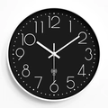 Modern 12-inch radio controlled wall clock featuring black dial and white numerals - Black Dial White Frame-Radio Controlled