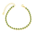 Chic gold-plated tennis bracelet with round green zircons and heart charm detail - Green