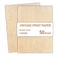 50 sheets of A4 vintage printer paper 100GSM with aged texture for DIY crafts - Light Brown Fiber Texture (FG03-B)