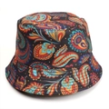 Close-up of paisley print and neat stitching on a reversible cotton bucket hat - M (56-58cm) / Paisley Pattern Type B