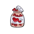 Cartoon-Emaille-Pin in Form einer Pillendose mit roten Herzen und Love-Schriftzug Dekor - Love Pills Glas-Stil (XZ8604)