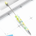 DIY plastic beadable pen featuring yellow, green and pink tropical plant patterns - Yellow Green Pink Tropical Plants (35)