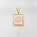 Collana con segno zodiacale Cancro in acciaio dorato 18K e intarsio in madreperla rosa - Cancro