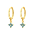 Elegant gold-plated S925 silver hoop earrings with turquoise four-leaf clover pendant - Four-Leaf Clover Pendant Style (Model E) / Gold