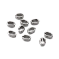 Primer plano de anillos ovalados plateados y conectores para fabricación de joyería - Color Acero (KLJ5612-Z)