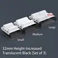 Set of 3 transparent black under-desk drawers in small, medium, and large sizes - Transparent Black / 32mm Riser / Set of 3