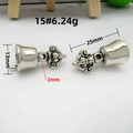 Silver Vajra bell charm for jewelry making, 25mm length with 2mm hole diameter - Combined Design Pendant (15#) / Silver