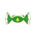 Detail of candy-shaped Christmas napkin ring with green enamel and yellow tree pattern - Candy 7163