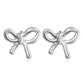 Elegant silver bow stud earrings with a polished finish and minimalist sweet style - Style A Color Retention Silver / Silver Bowknot
