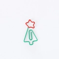 Christmas tree shaped paper clips in green and red coated metal for office decor - Christmas Tree / 10 Pcs