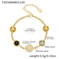 Detail view of 18k gold plated stainless steel bracelet with zircon size and weight specs - Bracelet (16+6cm) / Gold - Black Zirconia Bracelet (TXE508)
