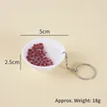 5cm mini artificial red bean dessert bowl keychain with realistic resin details - Keychain / 5CM Diameter / Red Bean Double Skin Milk
