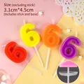 Colorful number 6 birthday candle with base for cakes in assorted vibrant colors - New Color Number Candle 6