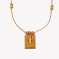 Collar de tarot atún en acero inoxidable chapado en oro 18K con cuerda trenzada azul - Estilo de cuerda tejida a mano color oro amarillo (N3710)
