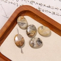 Oval agate beads with natural yellow and brown patterns for DIY jewelry earrings - Yellow Grey Brown Textured Oval Agate Style (42号)