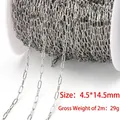 DIY stainless steel oval link chain for jewelry making in silver finish 4.5x14.5mm size - 2 Meters/Bag / Silver (3.5mm)