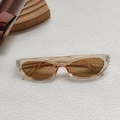 Champagne cat-eye sunglasses with brown lenses and a minimalist retro narrow frame - Champagne