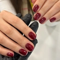 Glossy burgundy red press-on nails for women with a deep cherry finish and shine - Purple Moon (BY1331) / Phototherapy Glue Style