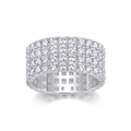 Makroaufnahme der breiten Silberringschiene mit mehrreihiger Moissanit-Pavé-Fassung - US Größe 7 (54.3mm) / Breitband Full Pave-Stil (R13723-2.0) Mit GRA-Zertifikat / Silber