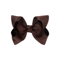 Dark brown 4.13 inch ribbed fabric bow hair clip for girls with elegant textured finish - Dark Brown