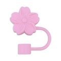 Pink cherry blossom silicone straw topper cap for 10mm reusable straws, dust-proof cover - Peach Pink