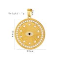 Golden stainless steel Evil Eye pendant with zircon inlay and 25mm diameter circular design - HD-52 Round Evil Eye (25mm)