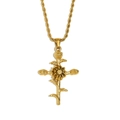 18K gold-plated stainless steel necklace featuring a cross pendant with floral design - November / Gold