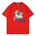 Red cotton T-shirt featuring a US flag eagle graphic and You Free Tonight text - XS / Red Eagle Style