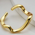 Minimalist S925 sterling silver irregular open ring with a polished gold finish - Adjustable (Size 12-17) / 18K Gold