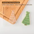 Christmas tree acrylic fondant mold with woven texture for festive cookie embossing - Christmas Tree A - Stamp