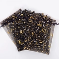 Black organza drawstring bags with gold and silver foil star and moon patterns - Star Moon Ribbon/Black / 13*18cm