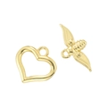 Chiusura a cuore e barra a T ape placcata oro 18 carati per creazione gioielli - Chiusura Cuore Ape / Oro