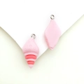 Pink resin shell pendants for DIY keychains featuring spiral patterns and metal loops - Pink Conch (17077) / 1 Piece/Pack (13x27mm) / Pink