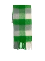 Écharpe en mohair à carreaux vert, gris et blanc avec franges pour l'hiver - Carreaux Vert Gris
