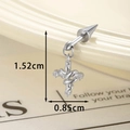 Piercing cartilage en forme de croix argentée avec zircons et décor de serpent - Croix de Serpent (Unique)