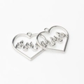 Silver heart-shaped open pendants with zigzag heartbeat design for DIY jewelry making - Silver