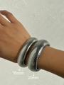 Polished silver stainless steel snake bone texture bracelets in 16mm and 20mm widths - Width 16mm/Length 18cm / Silver