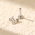 S925 sterling silver Gemini zodiac stud earring with a tiny sparkling diamond - Silver (Gemini)