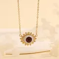 Detail of 18K gold plated Evil Eye necklace with reddish-brown eye and sparkling zircons - Reddish Brown Swirl-G1