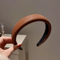Brown snakeskin textured leather padded headband with black anti-slip lining - Brown Faux Leather Snake Skin Textured Thick Headband (3# Brown Scales Headband)
