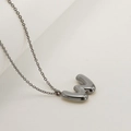 Polished bubble letter W pendant necklace in dark silver finish for women - Letter W / Silver