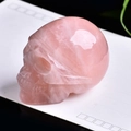 Hand-carved pink quartz crystal skull figurine with smooth polished finish and high gloss - Rose Quartz Skull-1.5 Inches