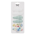 6-piece set of teardrop hair clips with floral embroidery and green plaid patterns - Pattern 18 Green Plaid Lace Blue Floral (6Pcs Set)